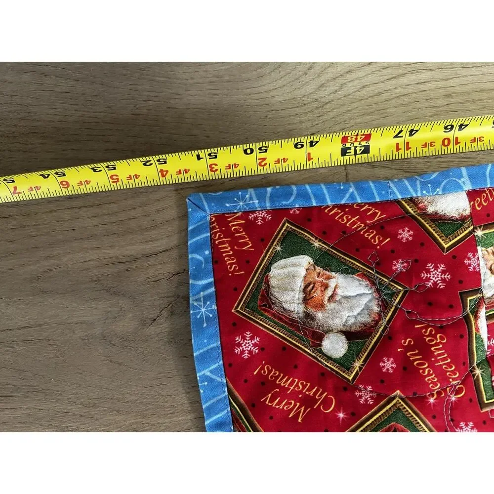 Crib Quilt Christmas Holiday Santa Claus Pictorial Rectangular Red/Blue